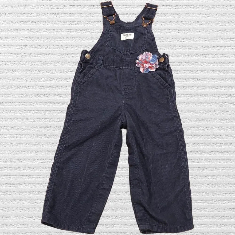 Oshkosh Overalls 18m Navy Corduroy Flower Pants